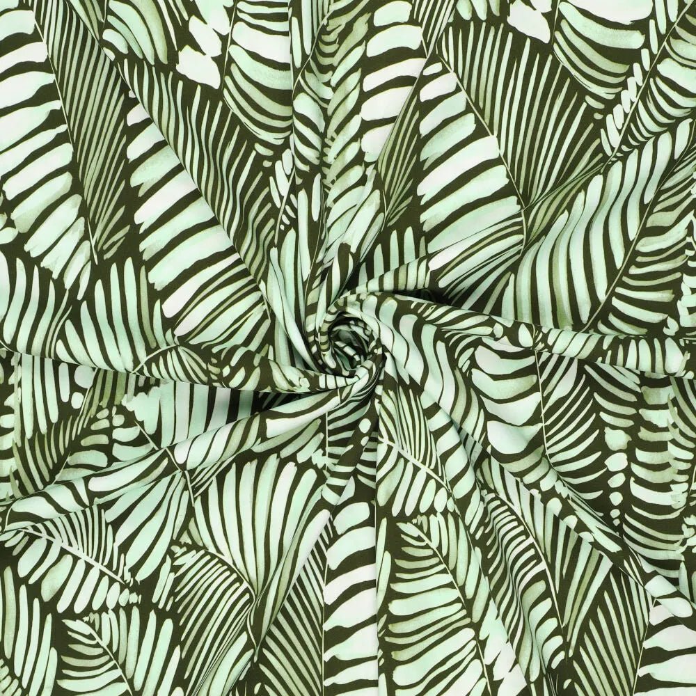 Tissu en viscose - feuilles vertes 135 g/m²