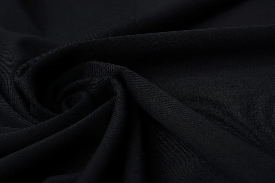 Gabardine viscose avec élasthanne - noir 275 g/m²