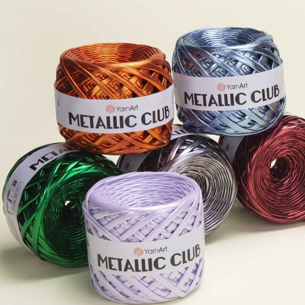 YarnArt Metallic Club – fil ruban métallisé pour le crochet et les loisirs créatifs 180 g / 55 m – disponible en ligne chez Tissus de Charlotte