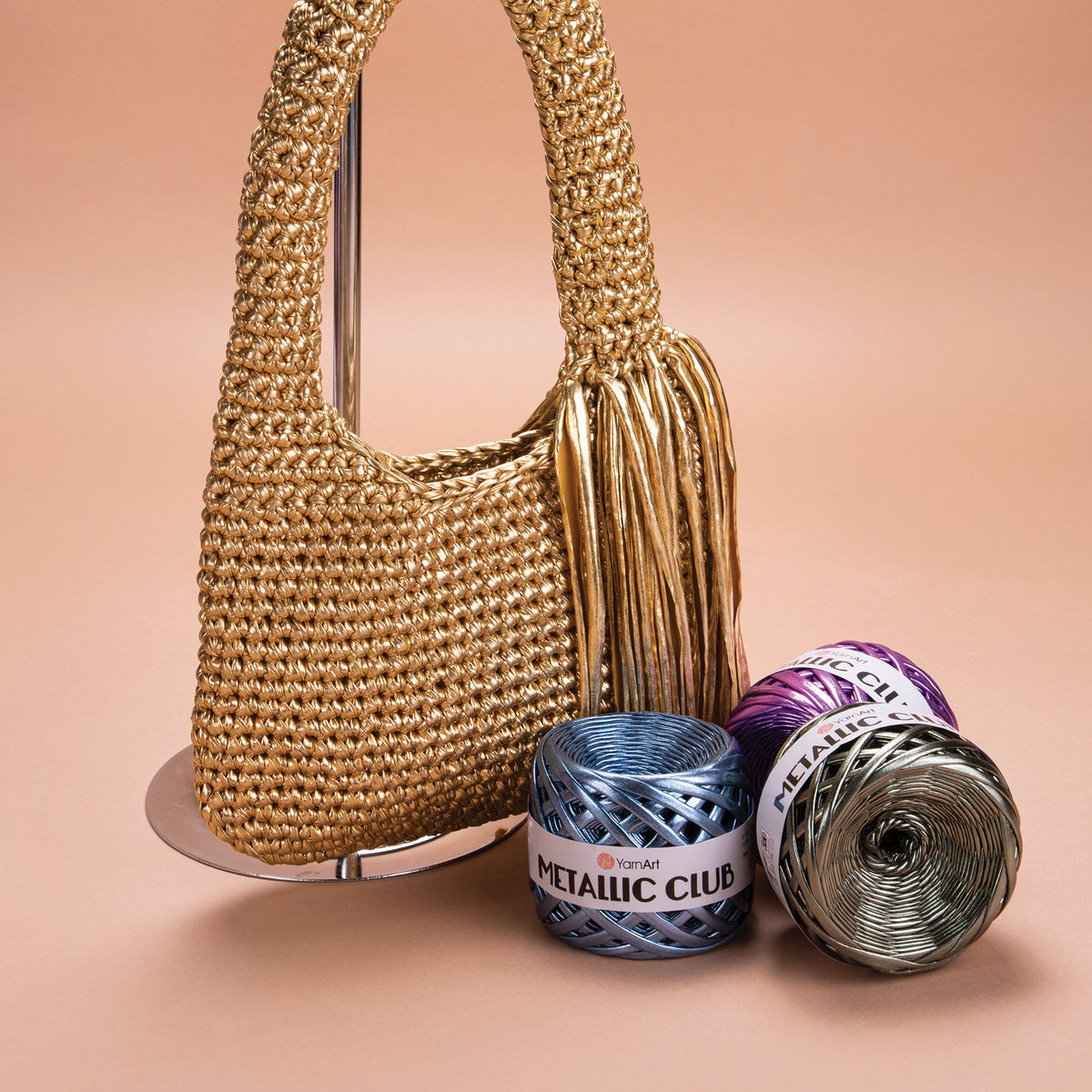 YarnArt Metallic Club – fil ruban métallisé pour le crochet et les loisirs créatifs 180 g / 55 m – disponible en ligne chez Tissus de Charlotte