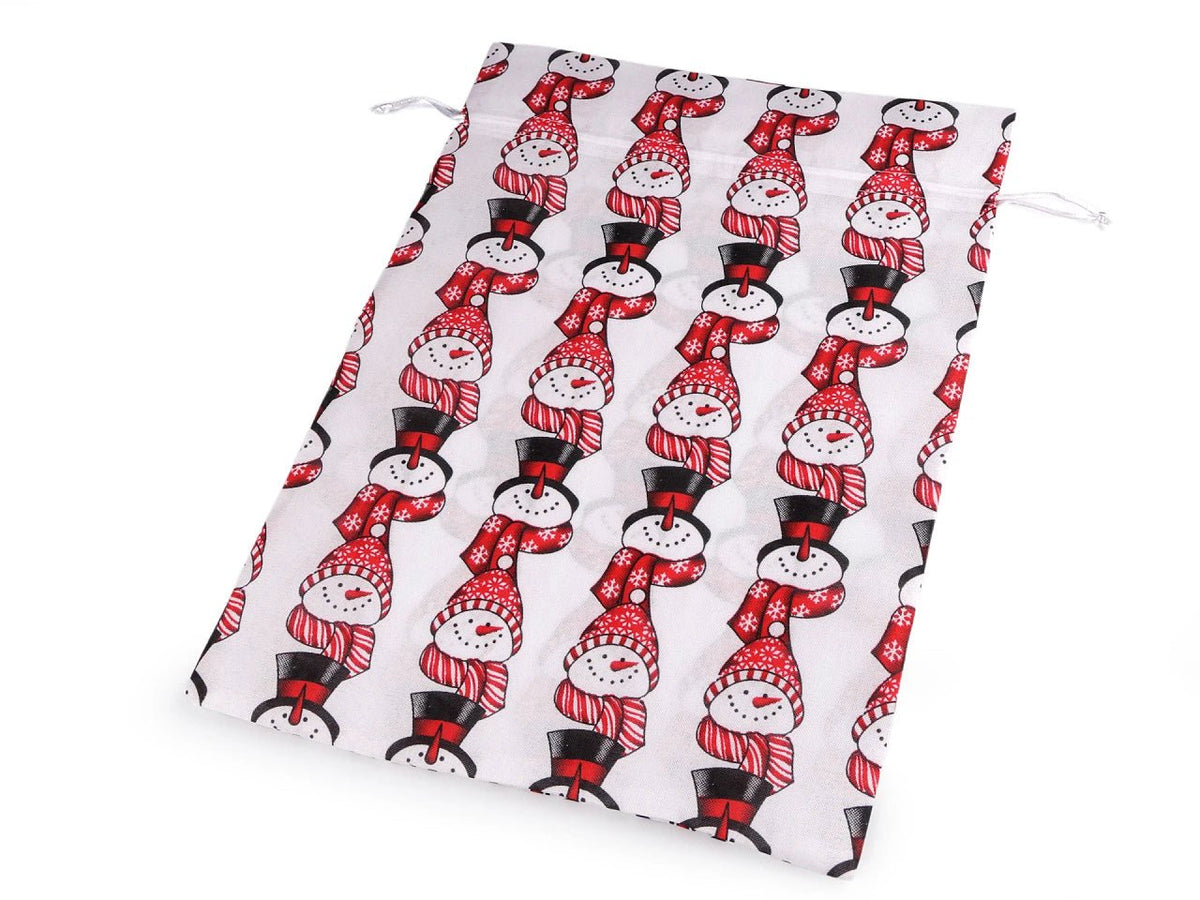 Image avec sac cadeau de Noël avec bonhomme de neige 30 × 40 cm – disponible en ligne chez les tissus de Charlotte