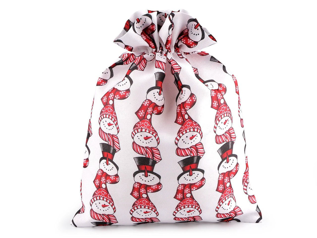 Image avec sac cadeau de Noël avec bonhomme de neige 30 × 40 cm – disponible en ligne chez les tissus de Charlotte