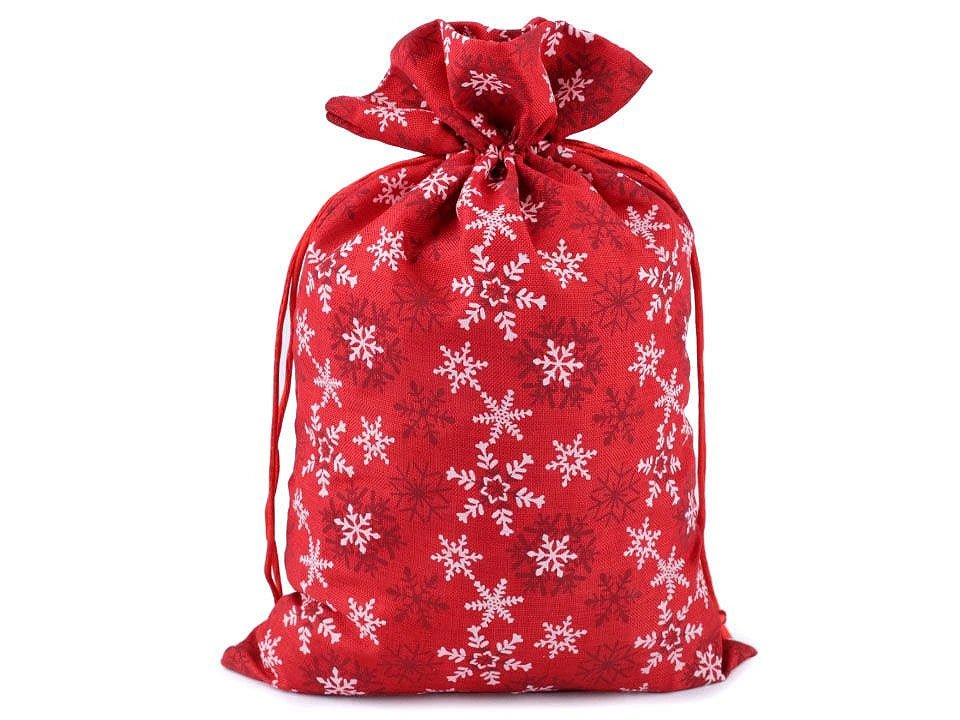 Sac cadeau de Noël avec flocons de neige 20 × 30 cm – disponible en ligne chez Šarlotes audumi