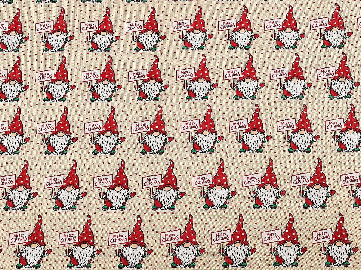 Tissu décoratif de Noël avec des lutins – disponible en ligne chez Šarlotes audumi