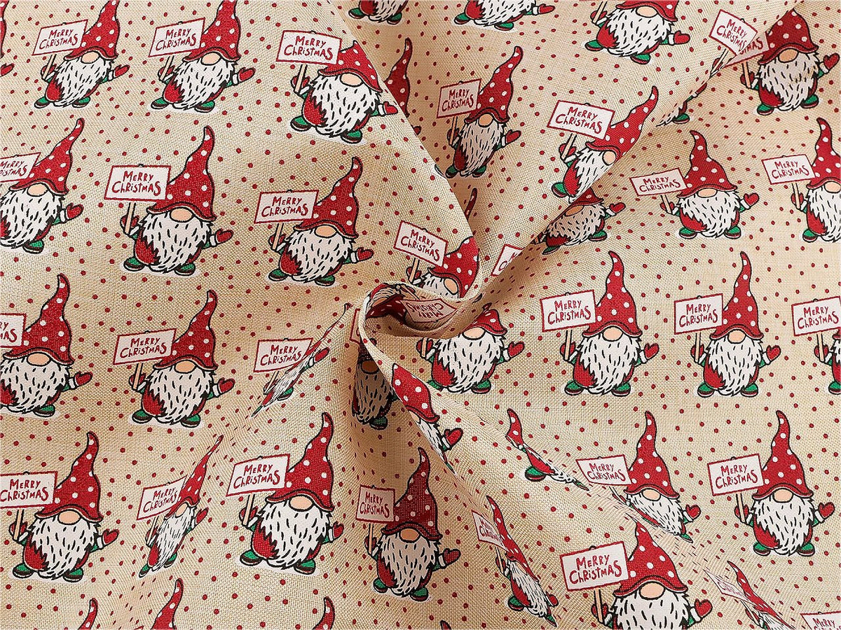 Tissu décoratif de Noël avec des lutins – disponible en ligne chez Šarlotes audumi