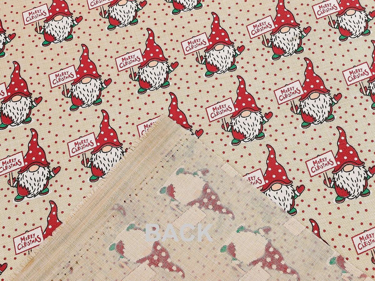 Tissu décoratif de Noël avec des lutins – disponible en ligne chez Šarlotes audumi