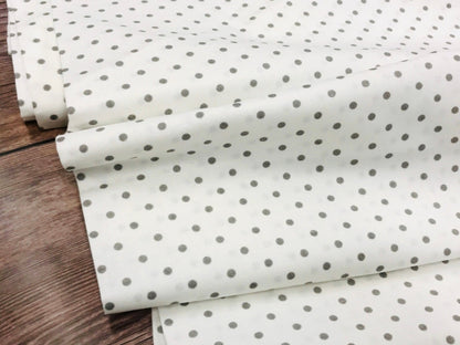 100% Cotton fabric - gray polka dots on a white background (4 mm) 130 g/m²