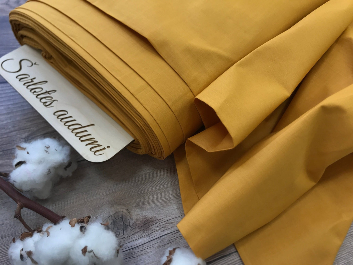 100 % Baumwollstoff in Senf, 125 g/m²