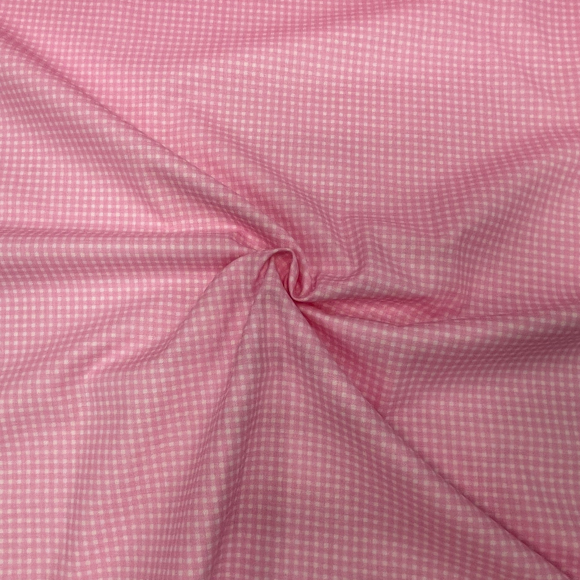 Tissu 100 % coton fin, à carreaux roses, 125 g/m²