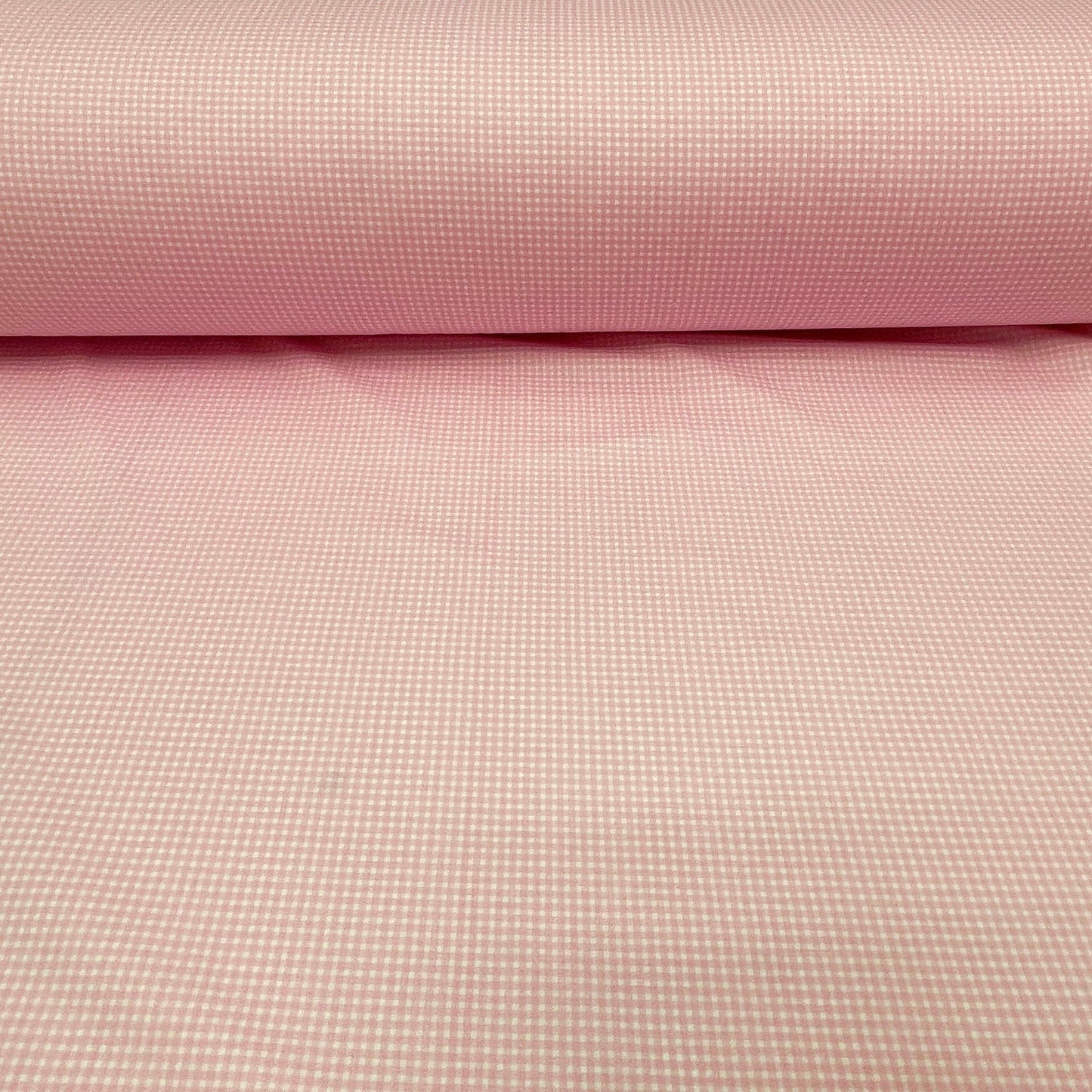 Tissu 100 % coton, fin, à carreaux roses 125 g/m²