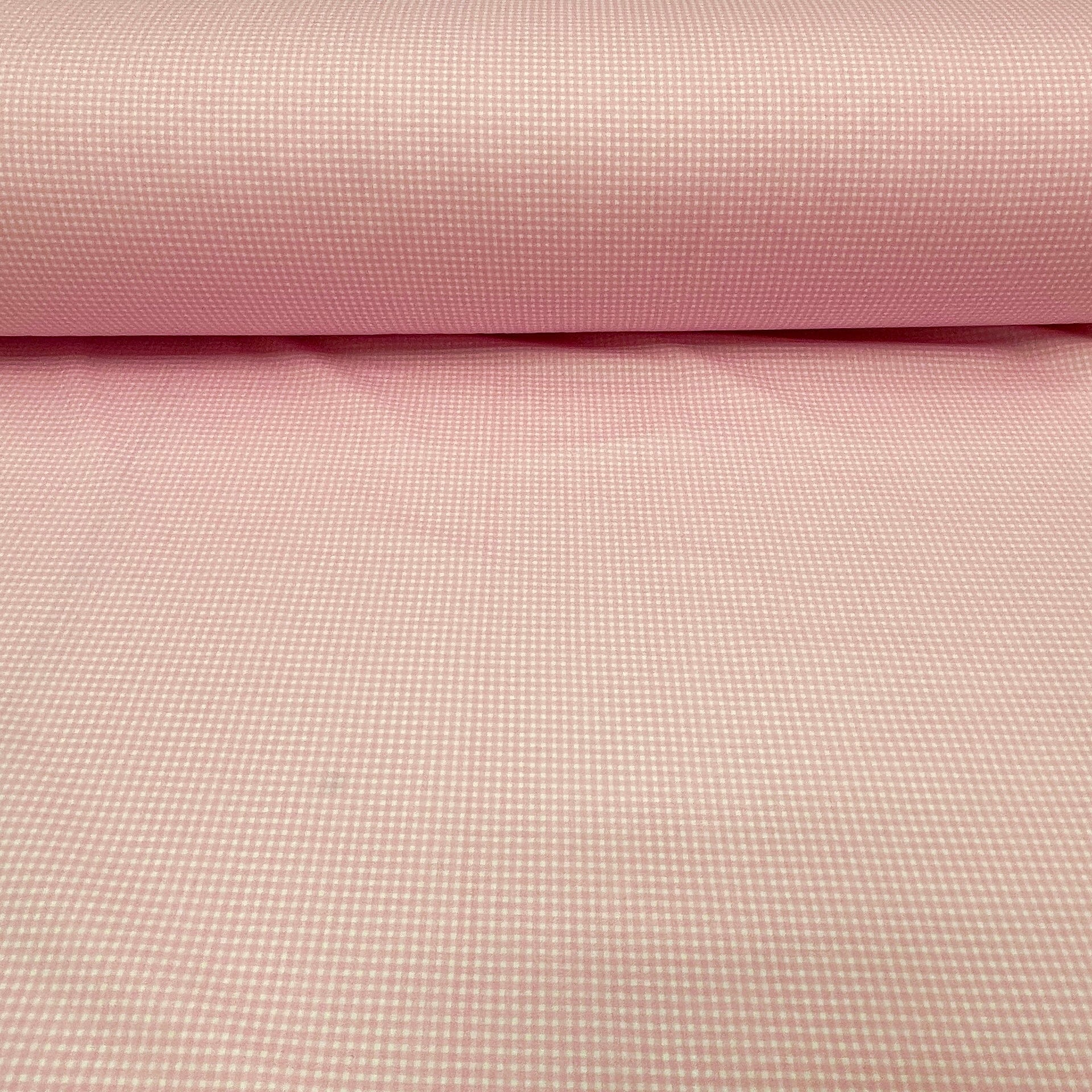 Tissu 100 % coton, fin, à carreaux roses 125 g/m²