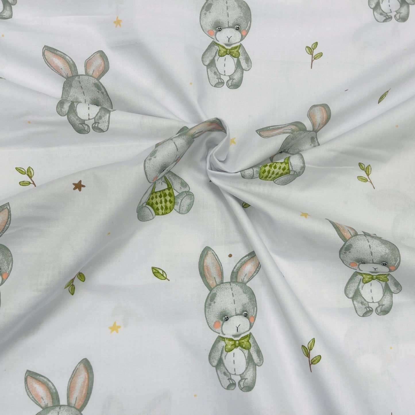 100 % Baumwollstoff mit Hasen und langen Ohren 125 g/m²