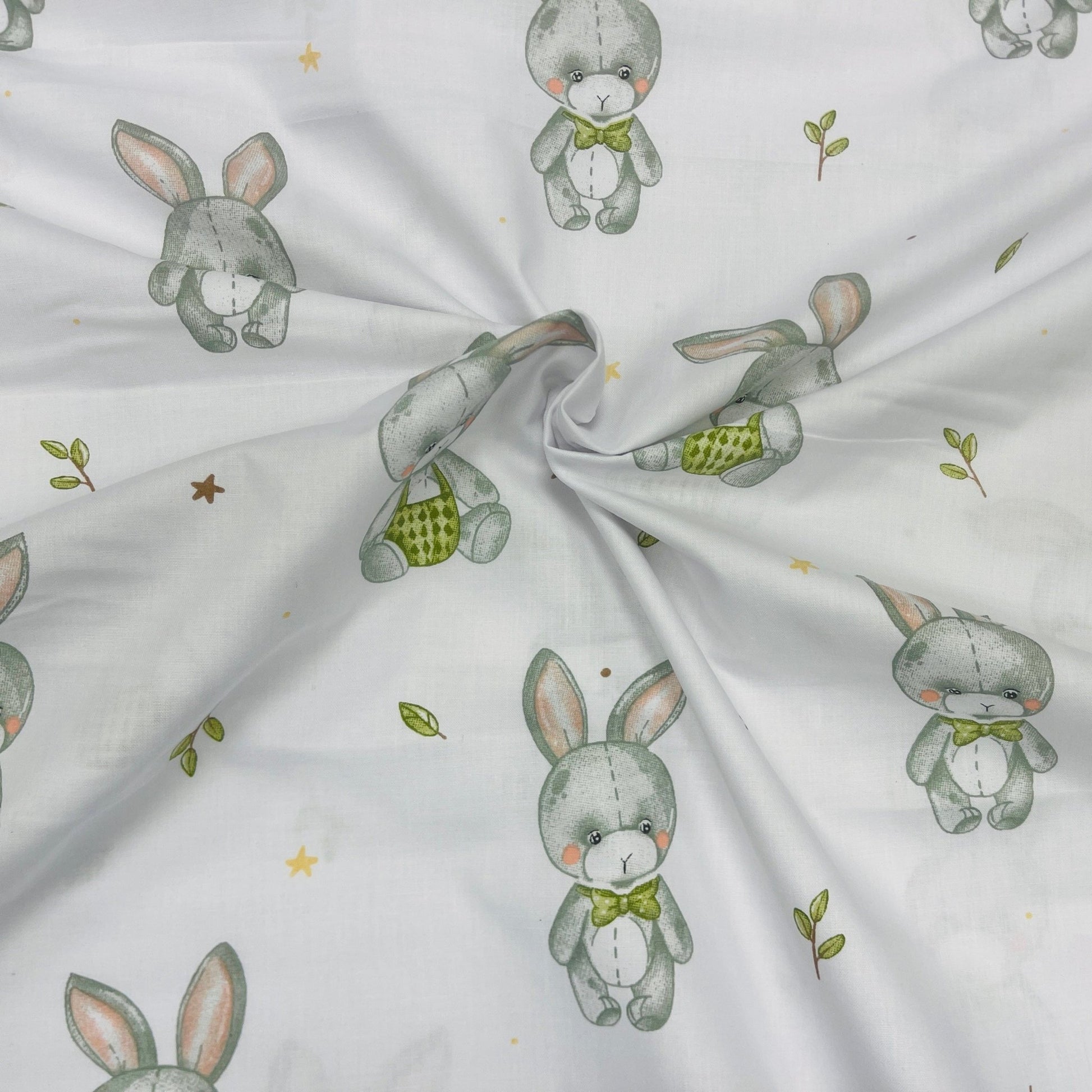 100 % Baumwollstoff mit Hasen und langen Ohren 125 g/m²