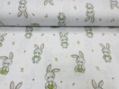 100% Baumwollstoff – Hasen mit langen Ohren 125 g/m²