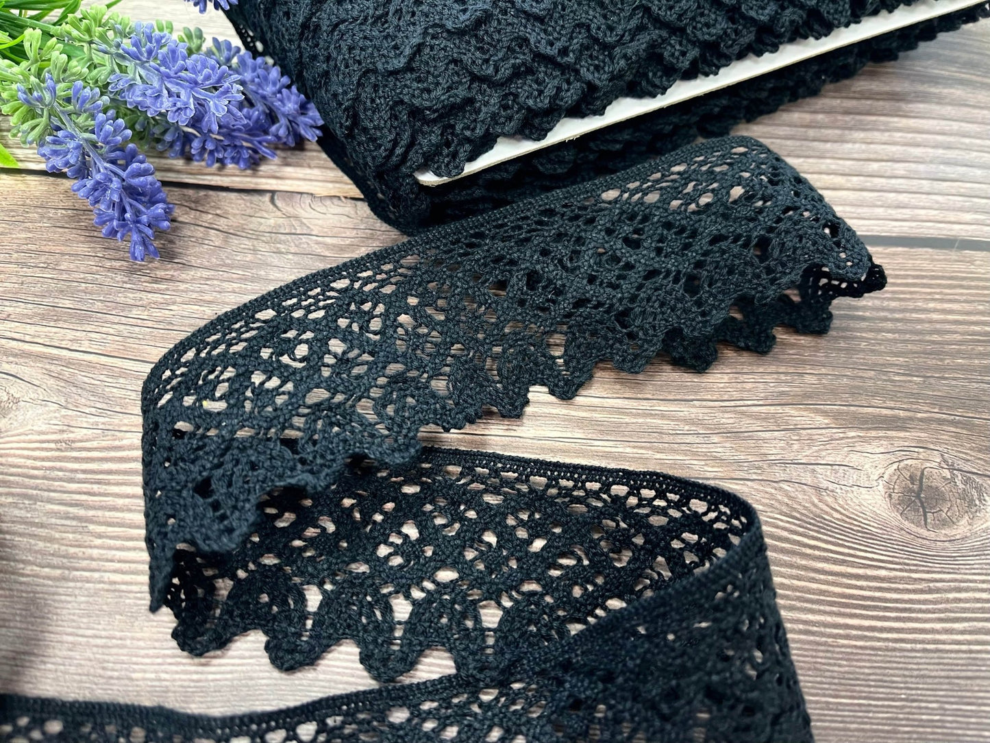 100% cotton lace - 5 cm black