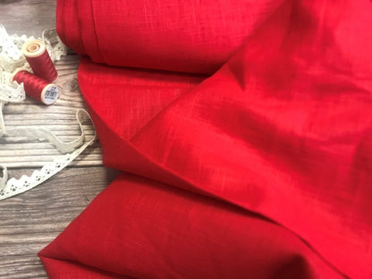 100% Linen fabric - bright red 230 g/m²