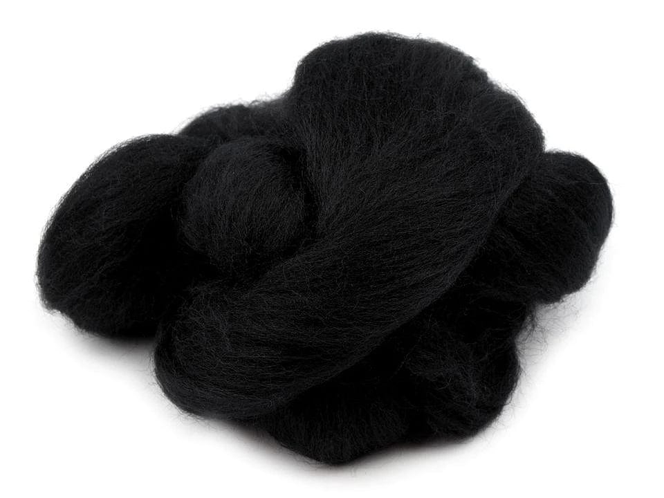 100% MERINO-Wolle zum Filzen (Kammzug) – schwarz 20g #2