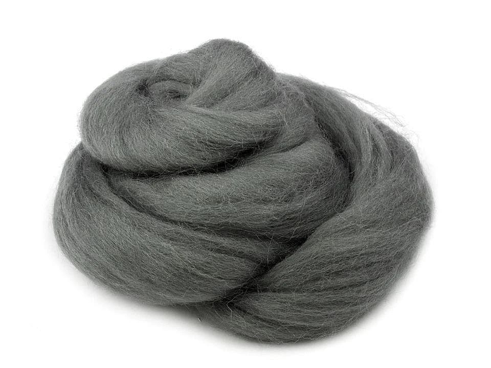 100% MERINO-Wolle zum Filzen (Kardierwatte) – grau 20g #23