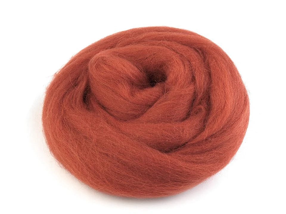 100% Merinowolle zum Filzen (Kämmwolle) – Rostton 20g #28