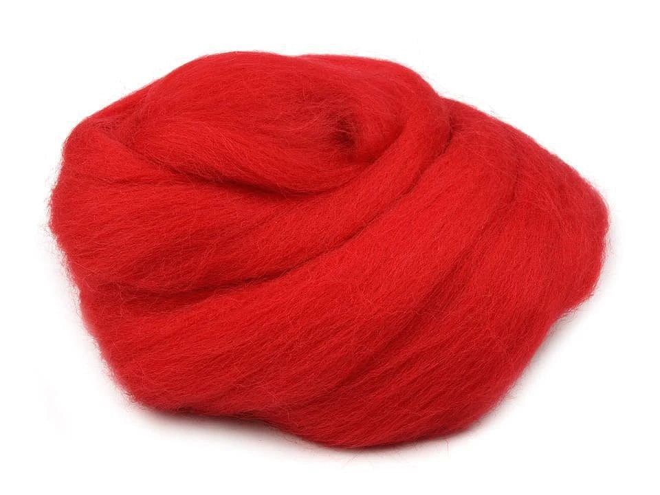100% MERINO-Wolle zum Filzen (Kammzug)-rot 20 g #10