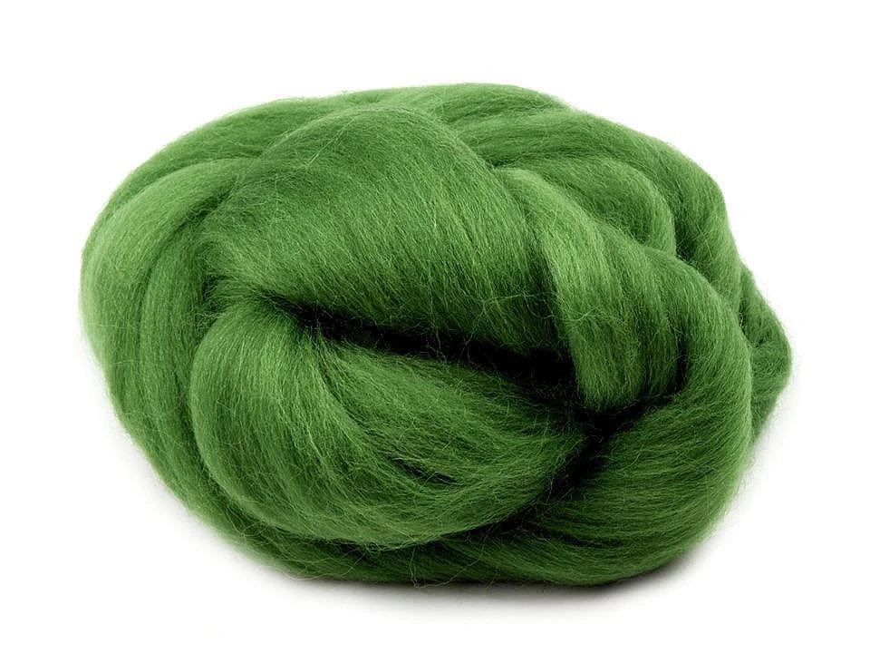 100 % MERINO-Wolle zum Filzen (Kammzug) - grasgrün 20 g #19