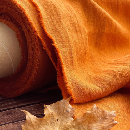 100% softened linen, carrot orange, 205 g/m²
