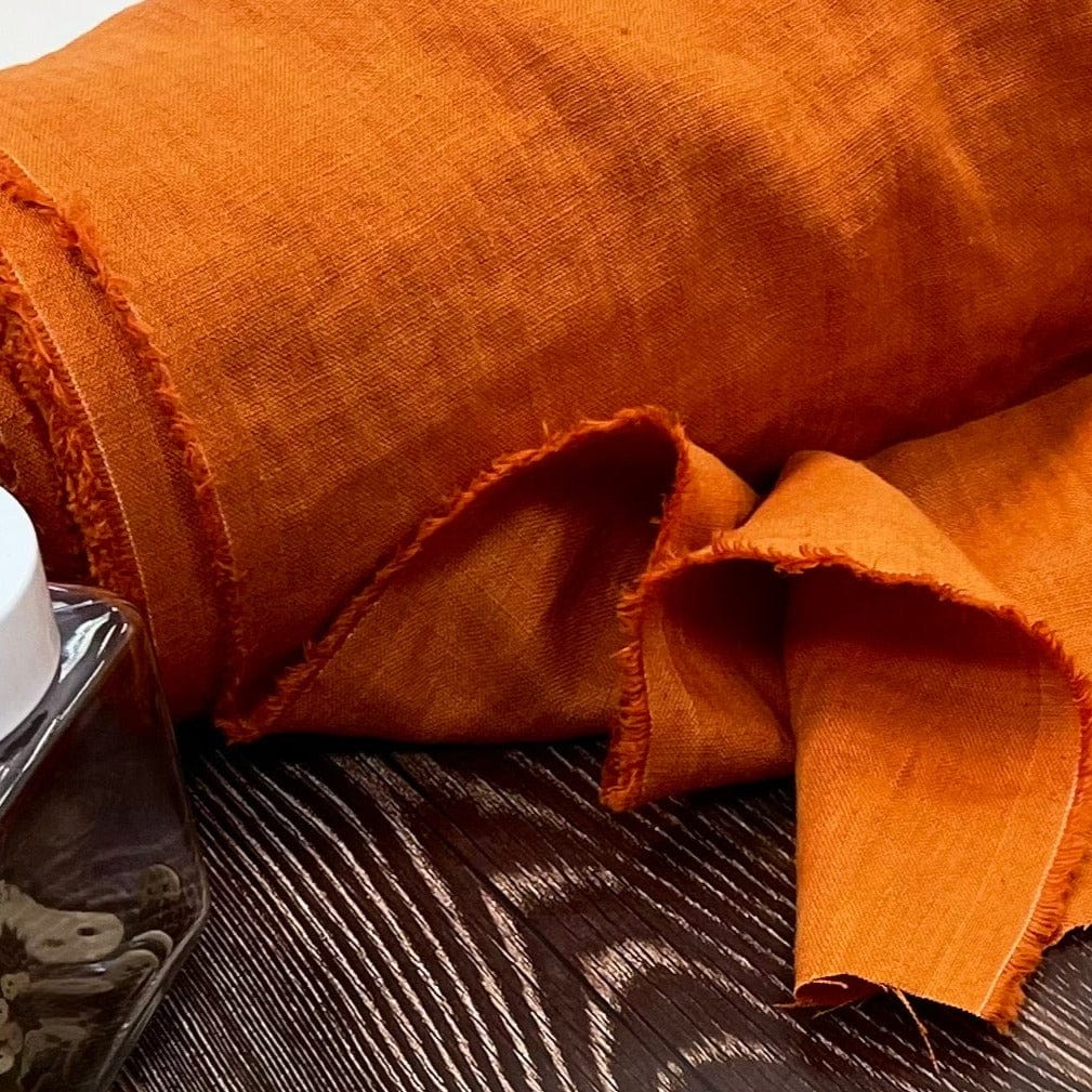 100% softened linen, carrot orange 205 g/m²