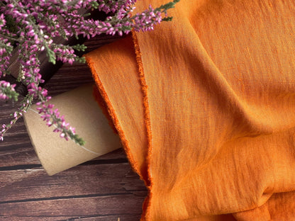 100% softened linen, carrot orange 205 g/m²