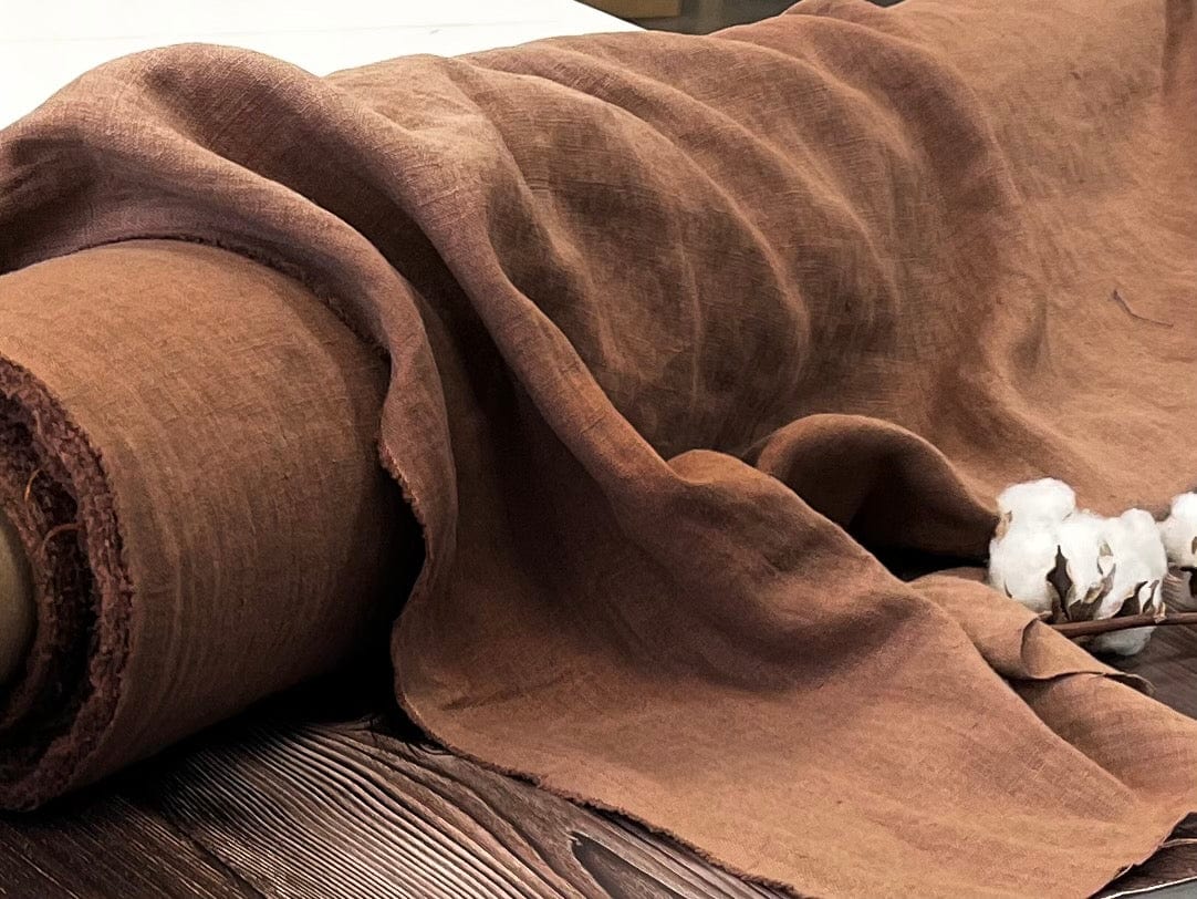 100% weichgewaschenes Leinen, hellbraun, 205 g/m²