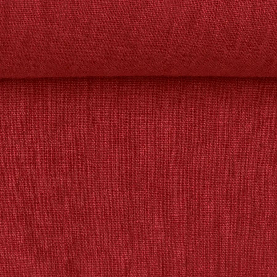 100% softened linen-cherry red 205 g/m²