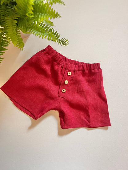 100% softened linen-cherry red 205 g/m²