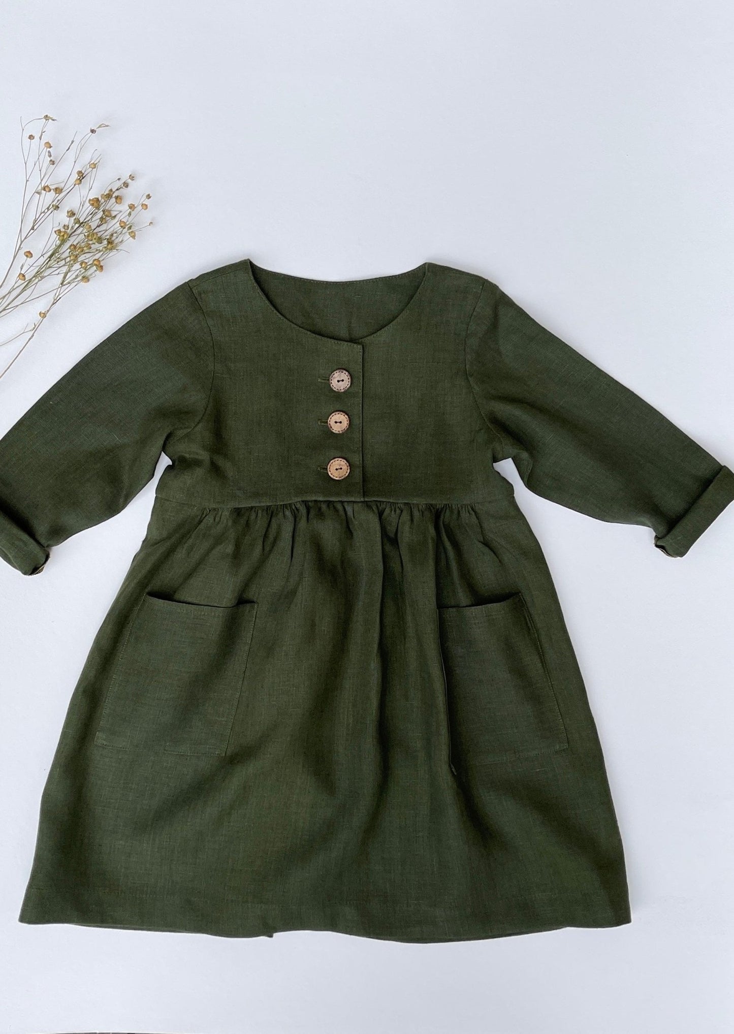 100% weich gewaschenes Leinen, moosgrün 205 g/m²