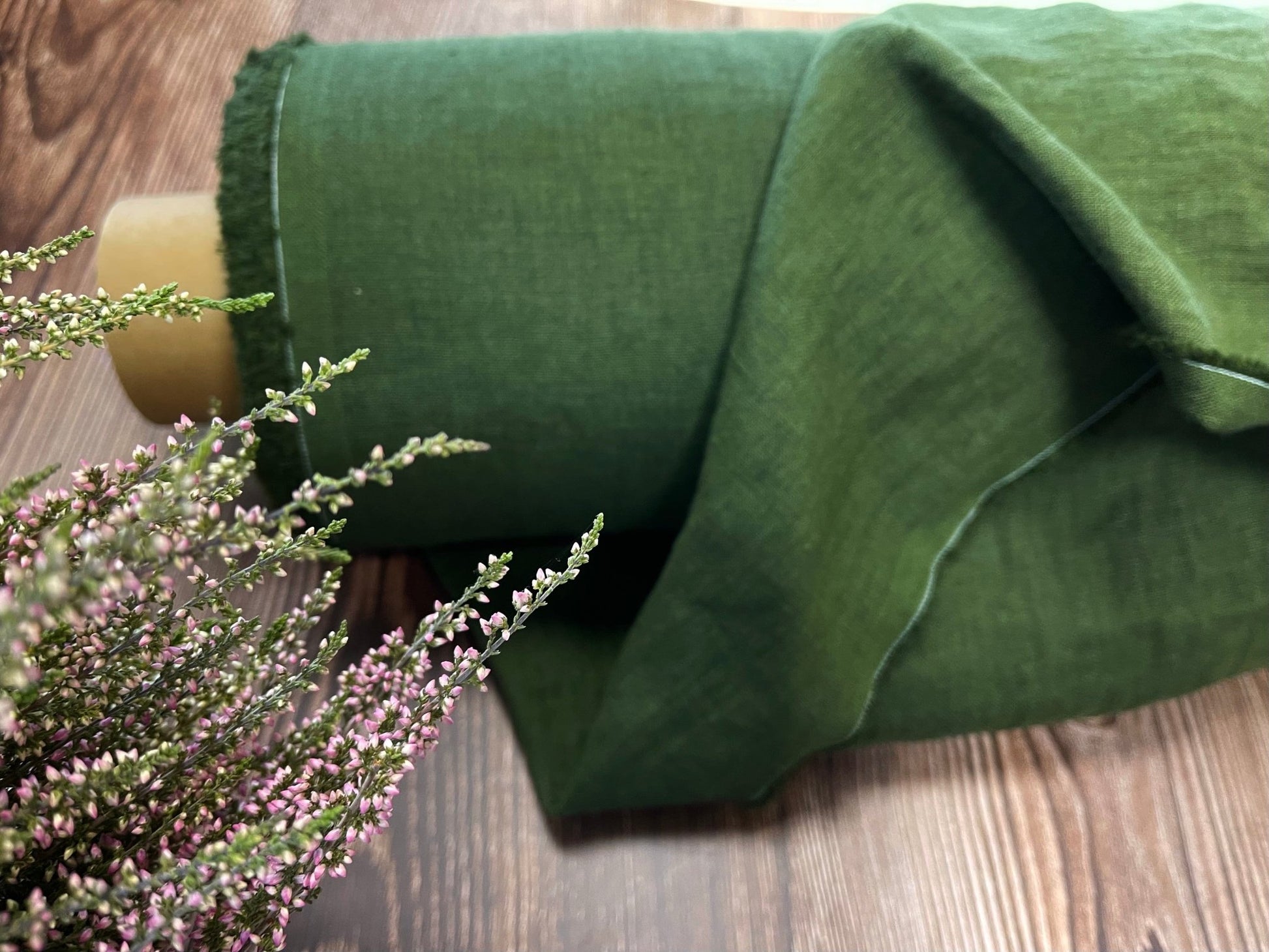 100% weichgewaschenes Leinen, Waldmoosgrün, 205 g/m²