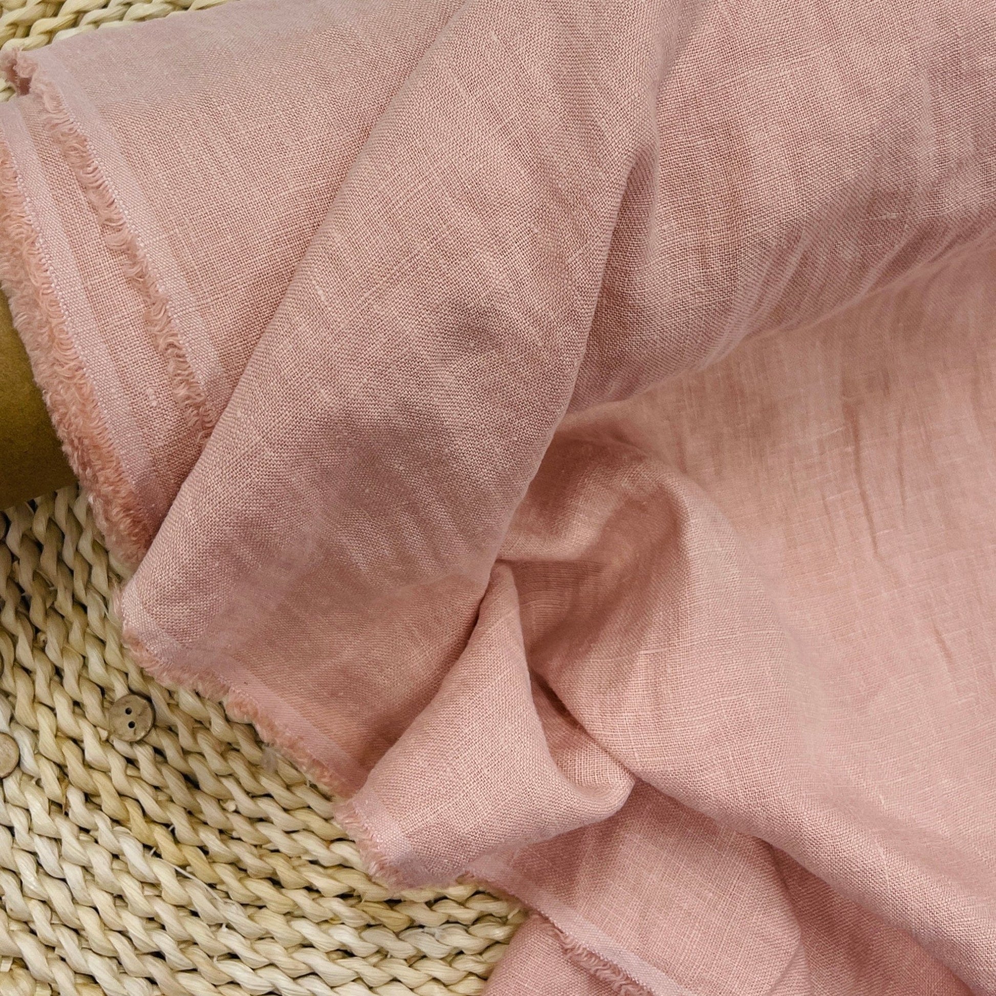 100% weiches Leinen in Puderrosa 185 g/m²