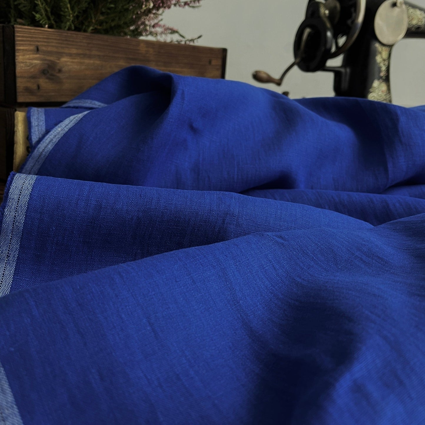 100 % weichgemachtes Leinen, kornblumenblau 205 g/m²