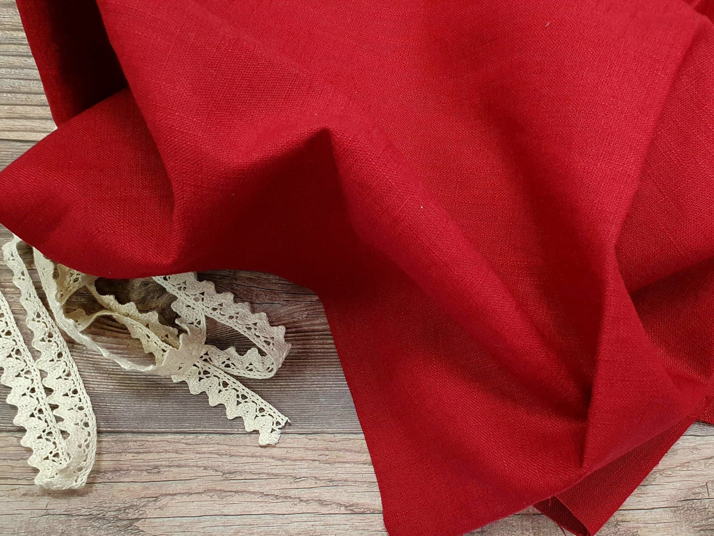 100% softened linen, red 205 g/m²