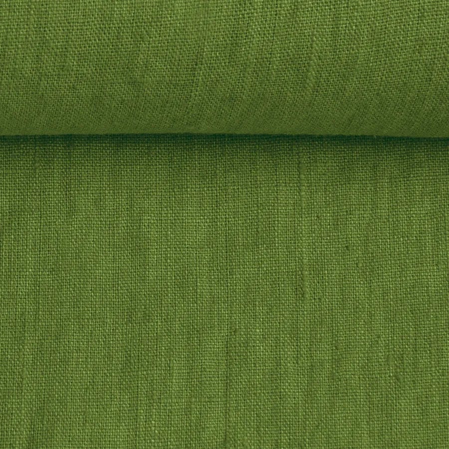 100% weich gewaschenes Leinen, warmgrün 205 g/m²