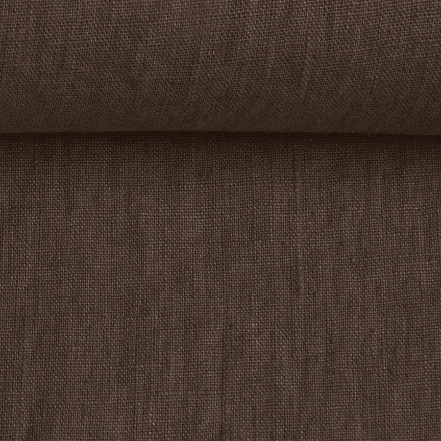 100% Softened linen - chocolate brown 205 g/m²