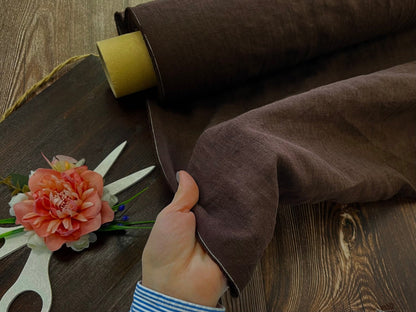 100% softened linen - chocolate brown 205 g/m²