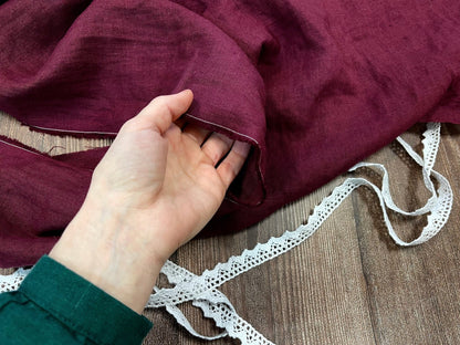 100% softened linen, wine color 205 g/m²