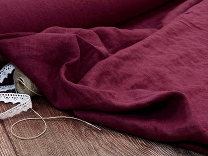 100% Softened linen, wine color 205 g/m²