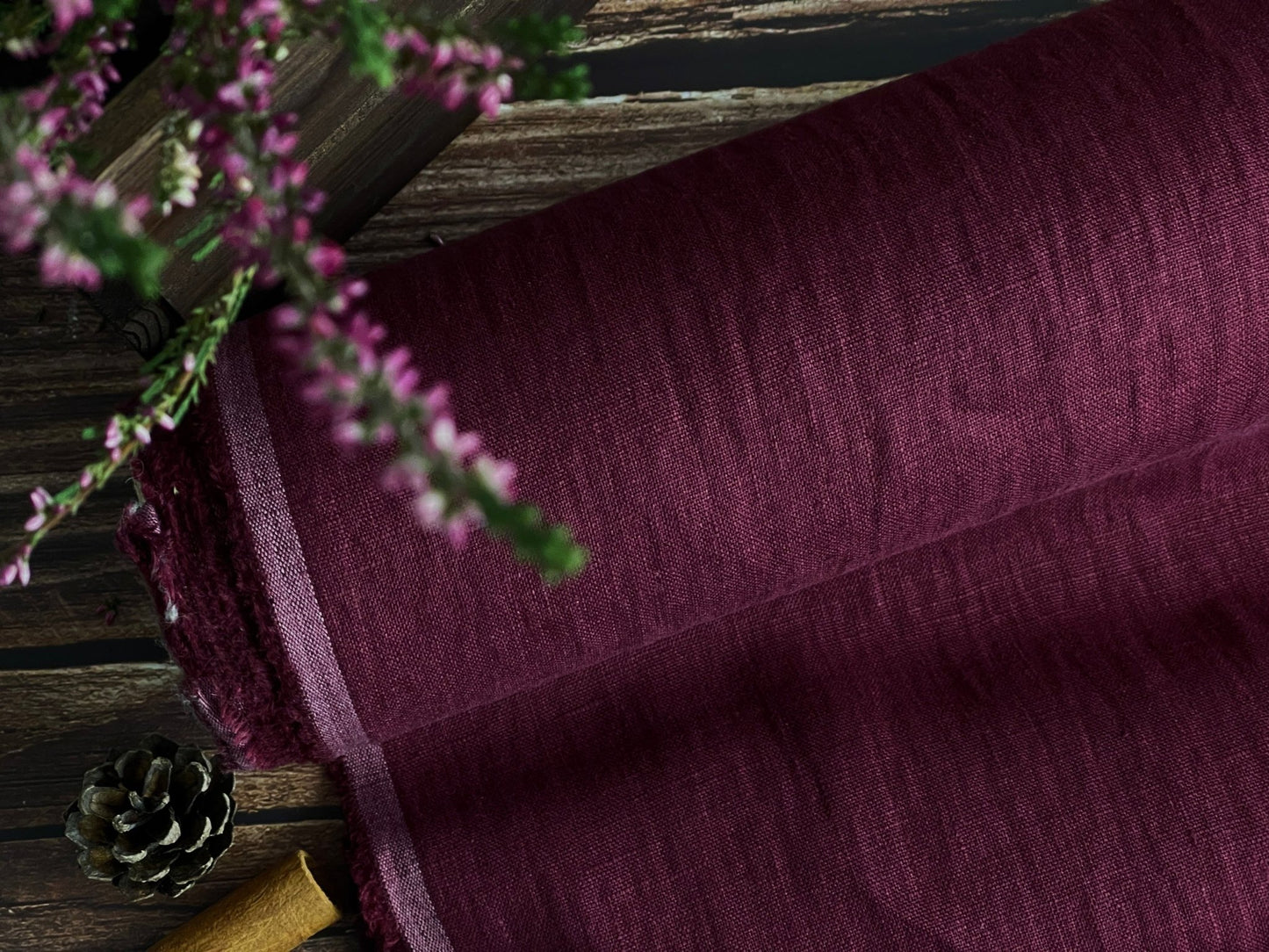 100% Softened linen - wine color 205 g/m²