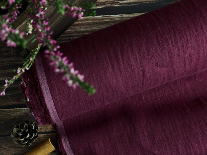 100% Softened linen - wine color 205 g/m²