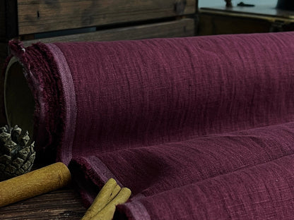 100% softened linen, wine colour 205 g/m²