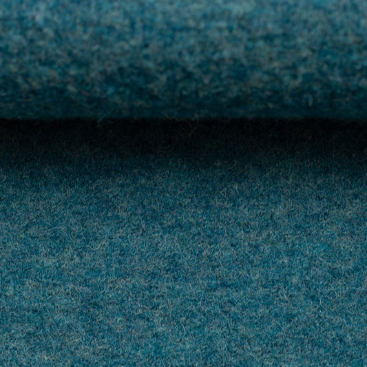100% wool fabric - petrol melange 385 g/m²