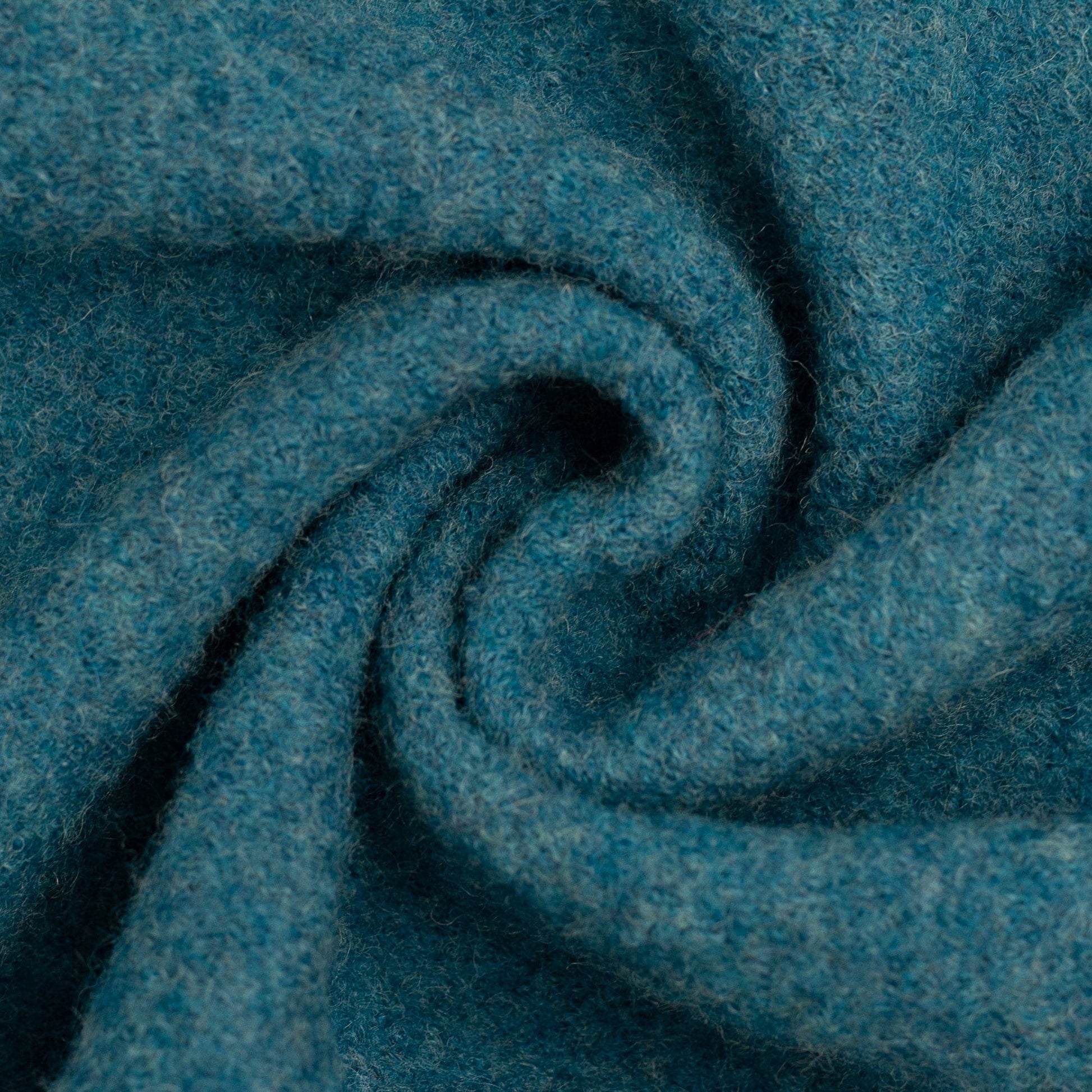 100% Wollstoff in Petrol-Melange, 385 g/m²