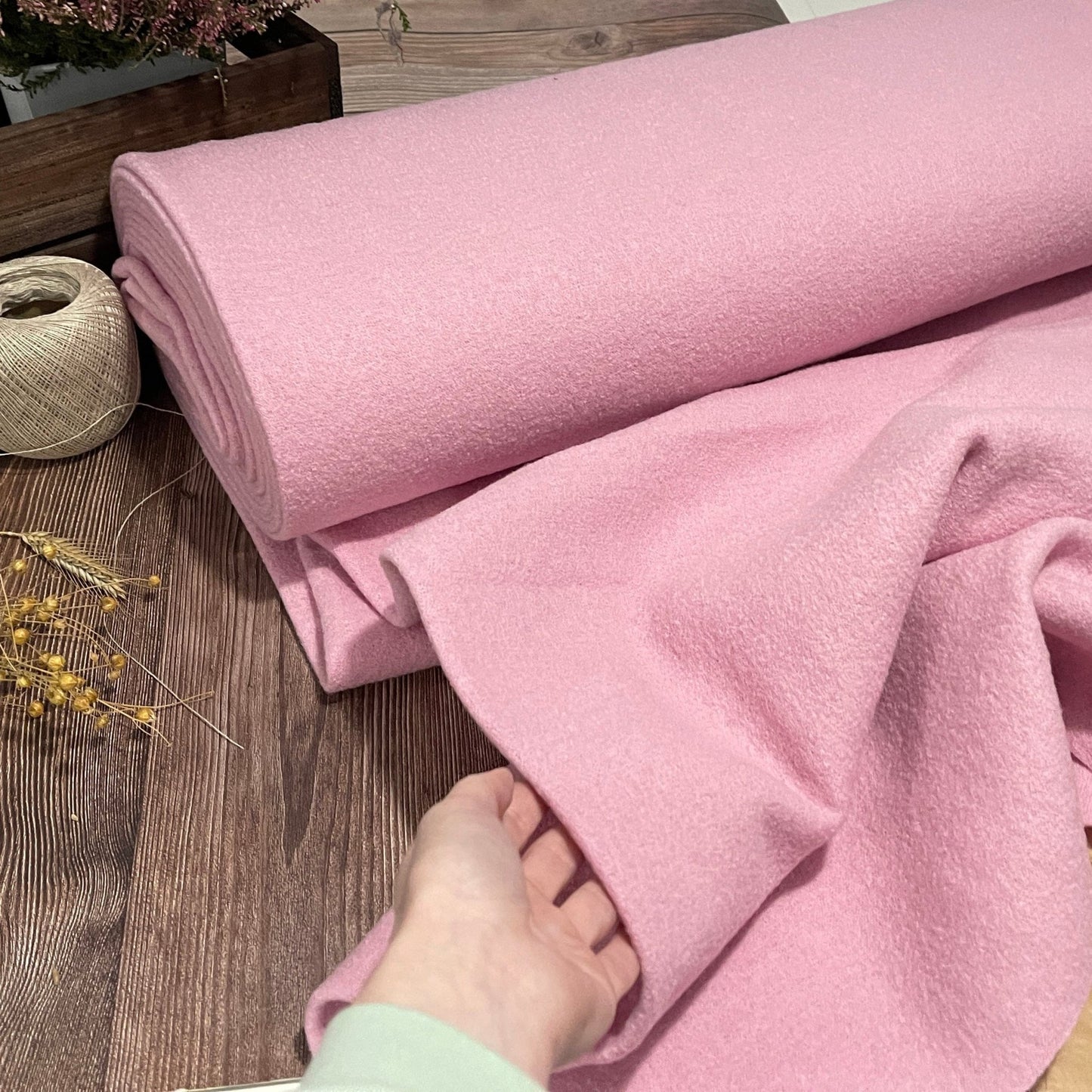 100% Wollstoff, rosa, 385 g/m²