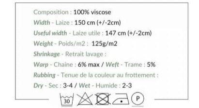100 % Viskose-Stoff in Khaki, schwarz-weißes Muster, 125 g/m²