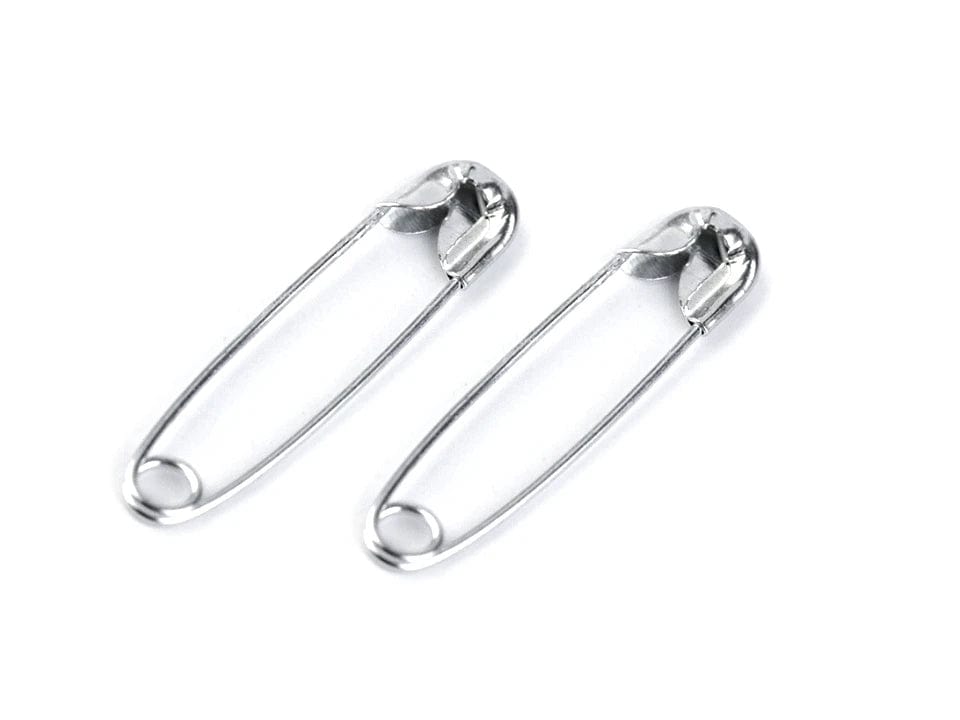Safety pins, paper clips 28 mm-silver (pack of 10)