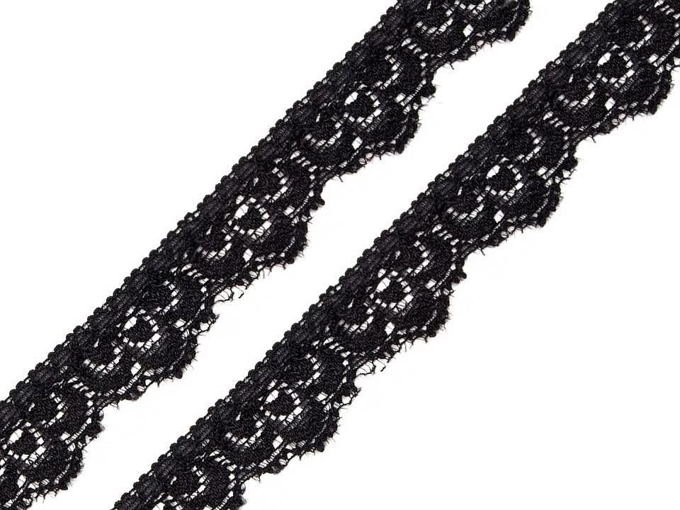 Elastische Polyamidspitze, 1,6 cm, schwarz